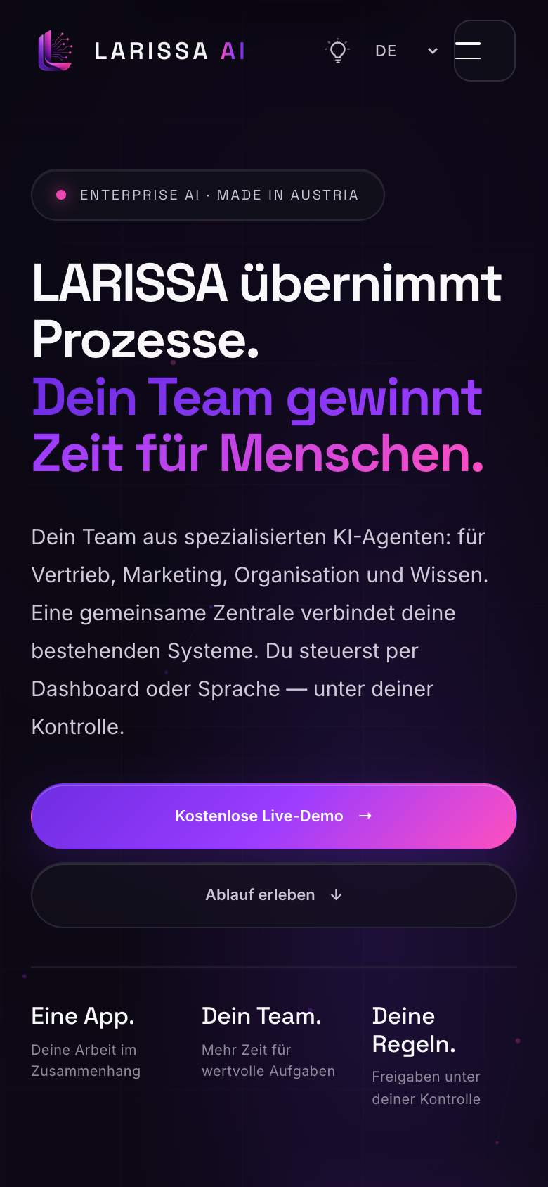 LARISSA AI auf dem iPhone